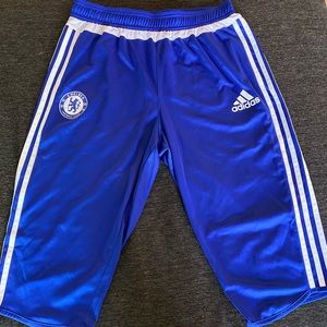 Mens blue adidas Chelsea training 3/4 length adidas bottoms